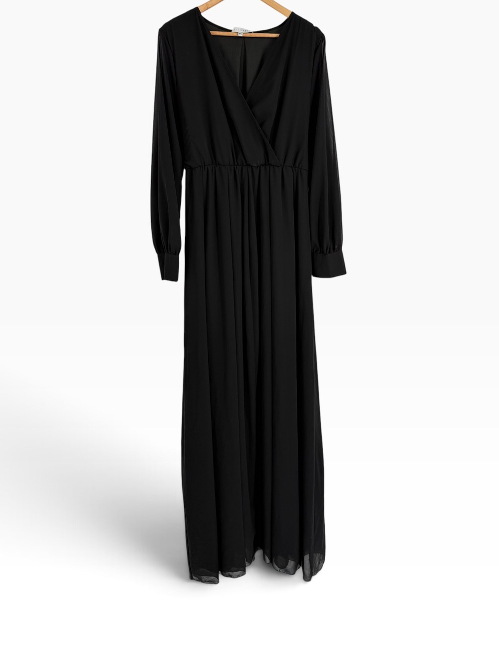 Baltic Born Maxi Dress Size XXL Black Event Formal back tie Long Sheer Sleeves